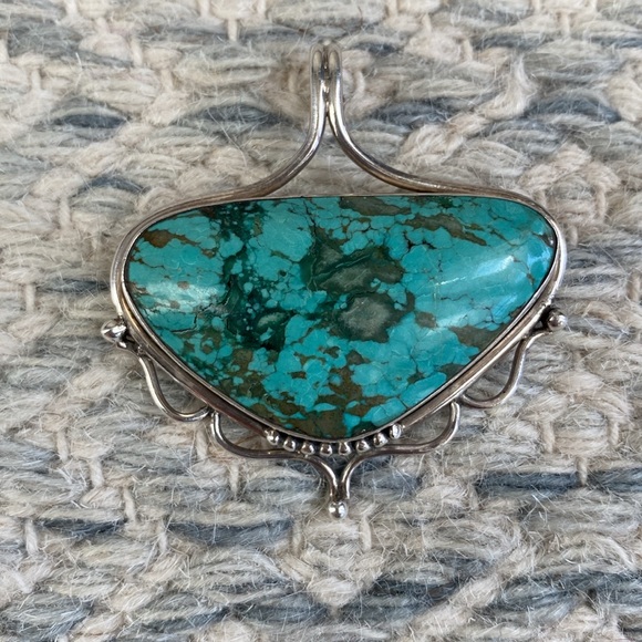 Massive Chrysacolla Sterling Pendant - Picture 2 of 7